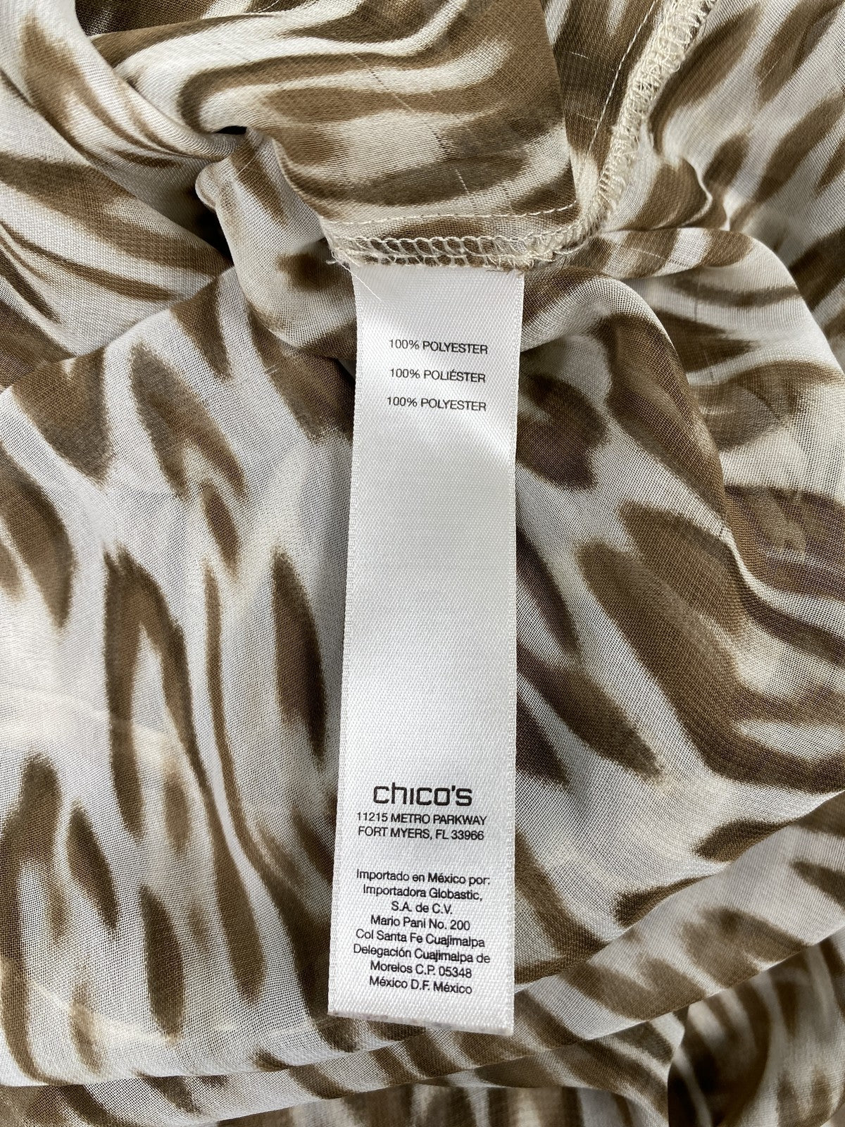 Chico’s Women’s Brown/White Sleeveless Sheer Button Up Hi-Low Blouse - 0/US S