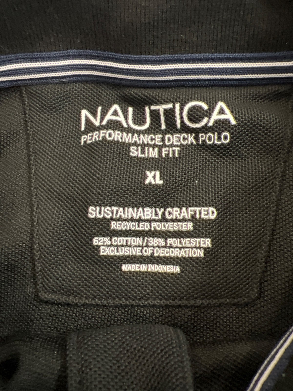 Nautica Men’s Black Short Sleeve Slim Fit Polo Shirt - XL
