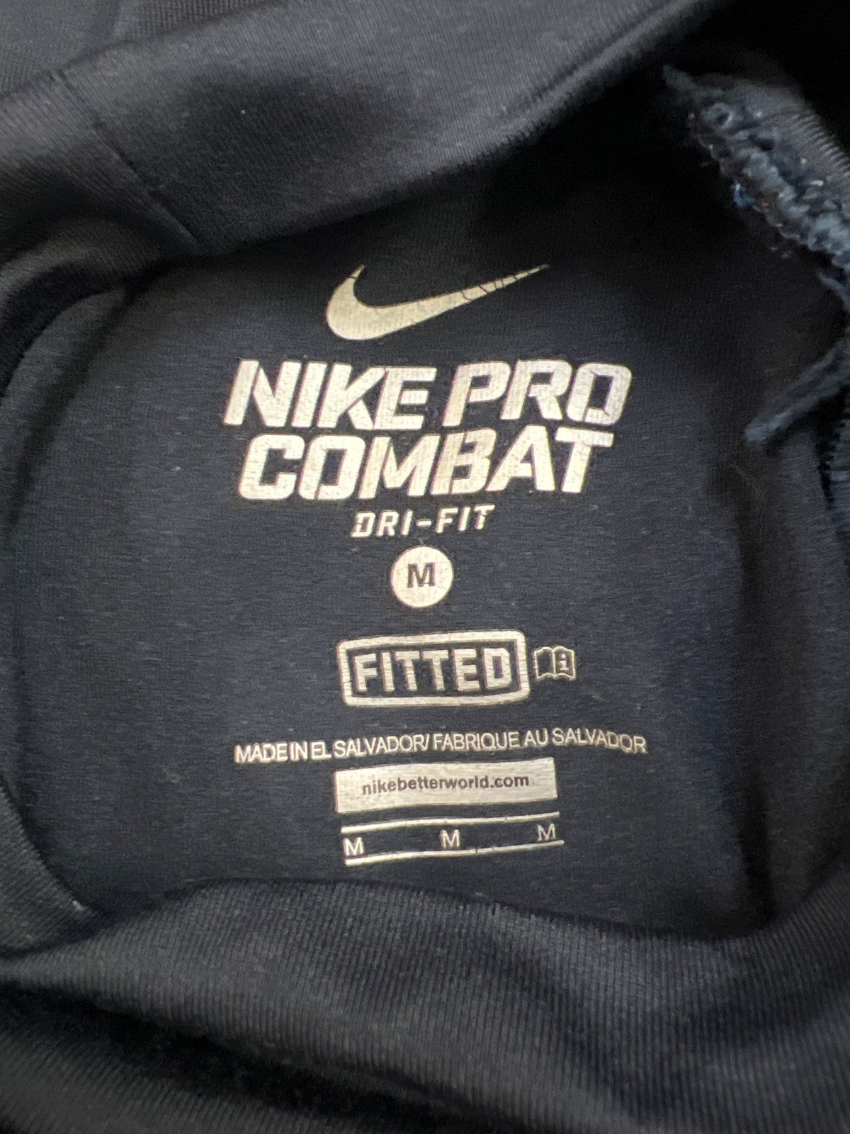 Nike Men’s Blue Fitted Pro Combat Long Sleeve Athletic Shirt - M