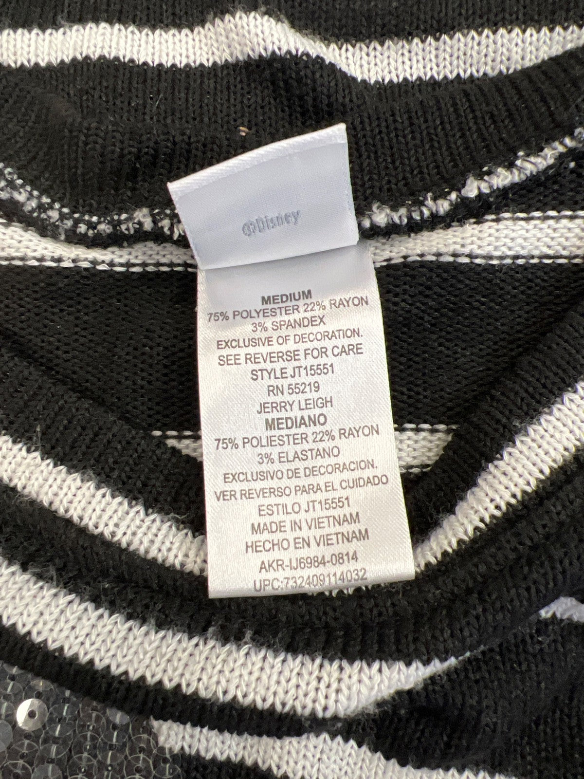 Disney Women’s Black Striped Mickey Mouse Sequin Sweater - M