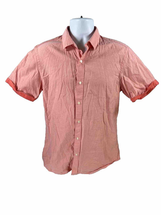 Banana Republic Mens Pink Short Sleeve Soft Wash Slim Button Up Shirt - M