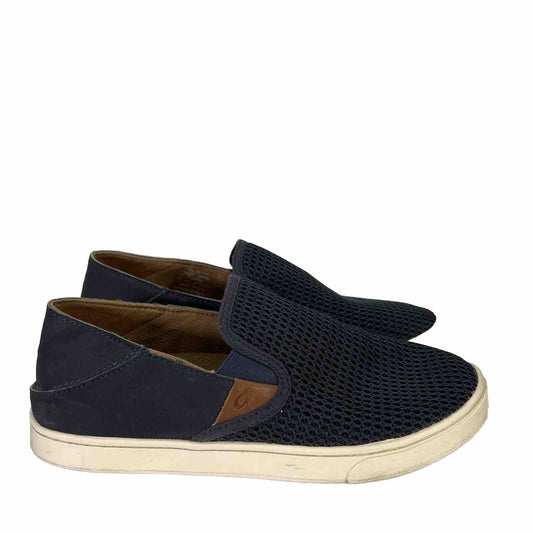 Olukai Women's Blue Textile Dede Pehuea Slip On Comfort Loafers - 8.5