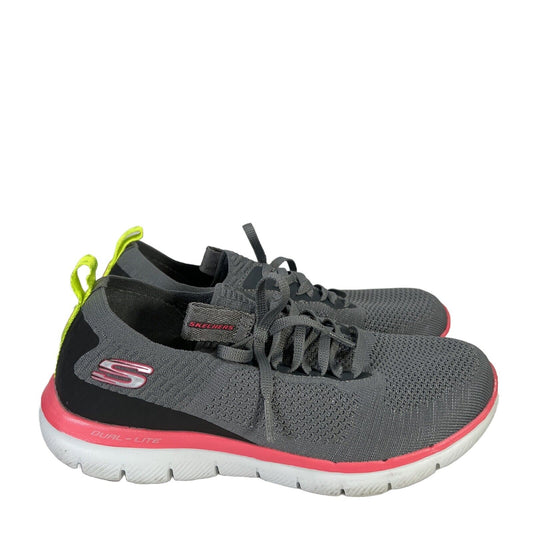 Skechers Women's Gray Dual Lite Memory Foam Comfort Athletic Shoes - 8