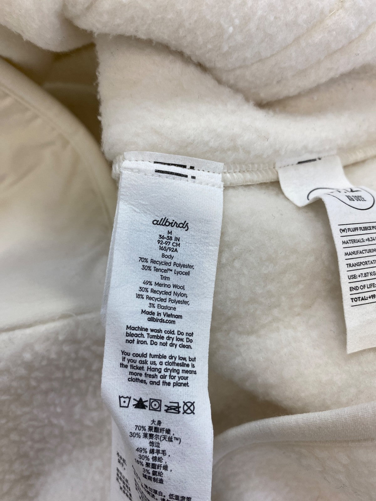 Allbirds Women’s White 1/4 Snap Sherpa Fleece Pullover Jacket - M