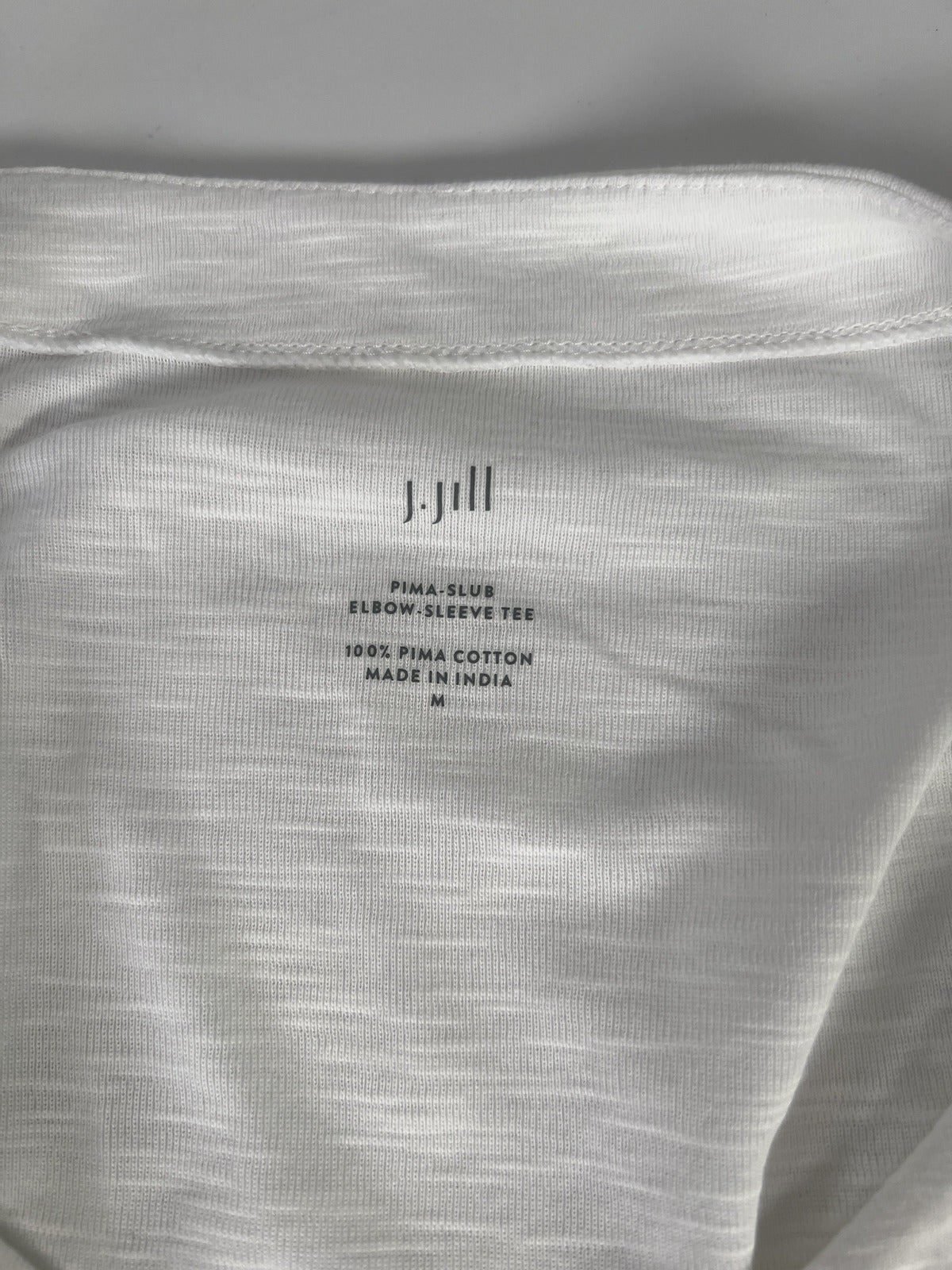 J.Jill Women’s White Pima Slub Elbow Sleeve T-Shirt - M
