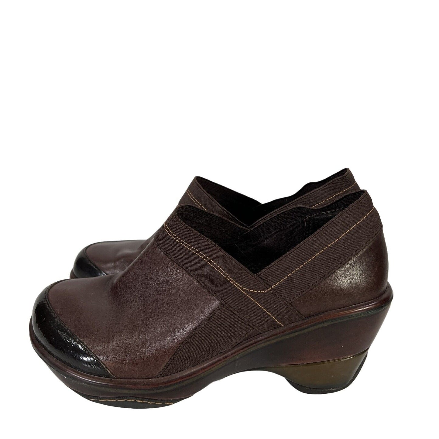 Jambu Women's Brown Leather Cali Slip On Wedge Clogs - 6.5