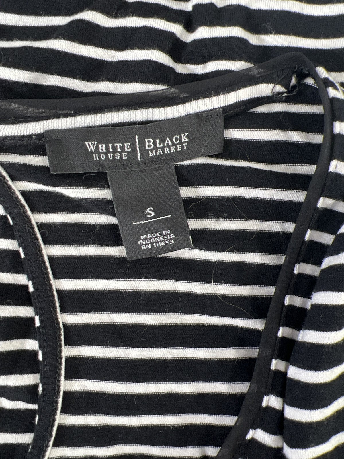 White House Black Market Women’s Black Striped Short Sleeve Scoop Neck Shirt - S