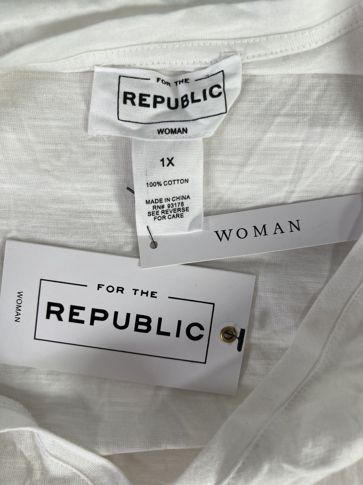 NEW For The Republic Women’s White Tassel Short Sleeve T-Shirt - Plus 1X