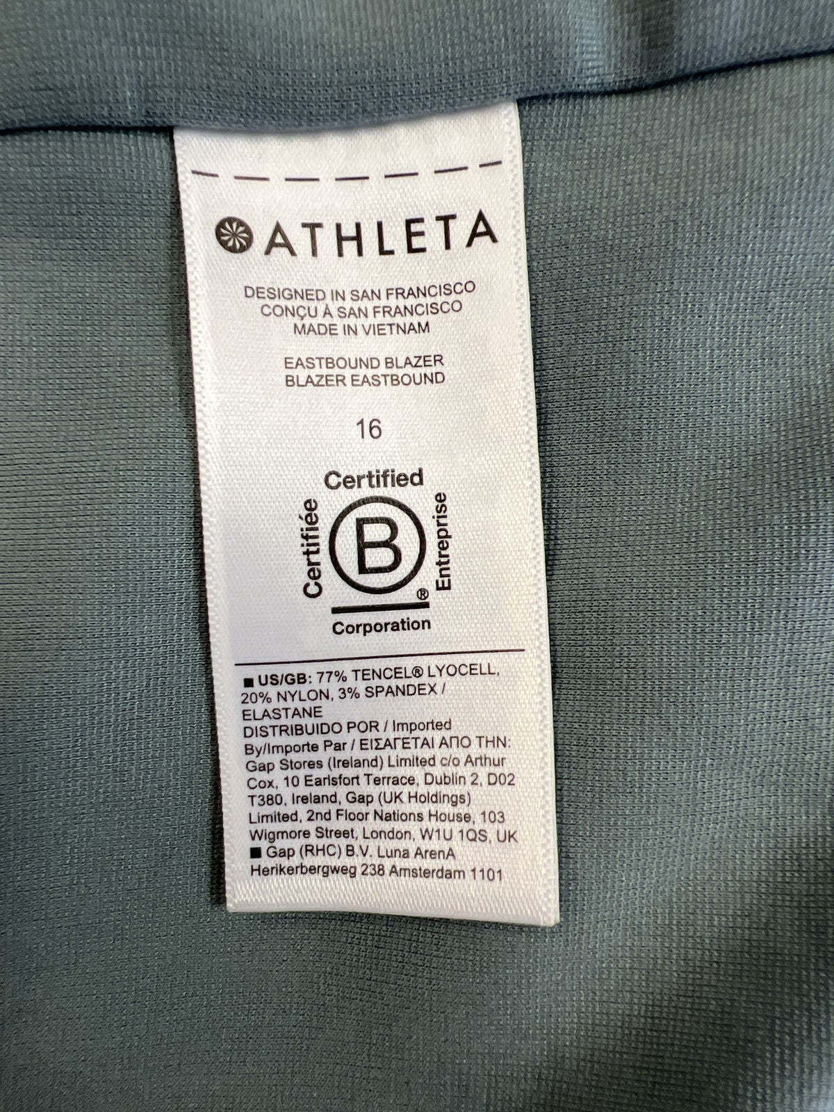 Athleta Women’s Blue/Gray Long Sleeve Eastbound Blazer Jacket - 16