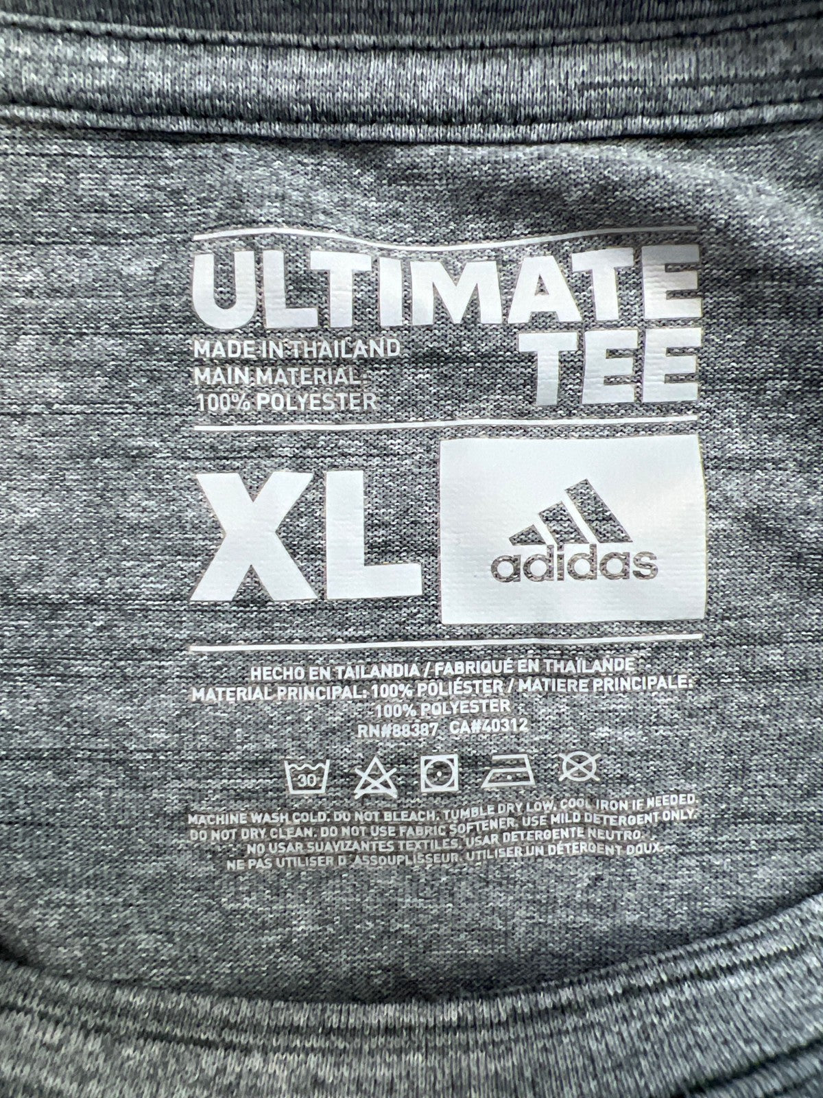 adidas Men’s Gray Heathered Short Sleeve Ultimate Tee Athletic Shirt - XL