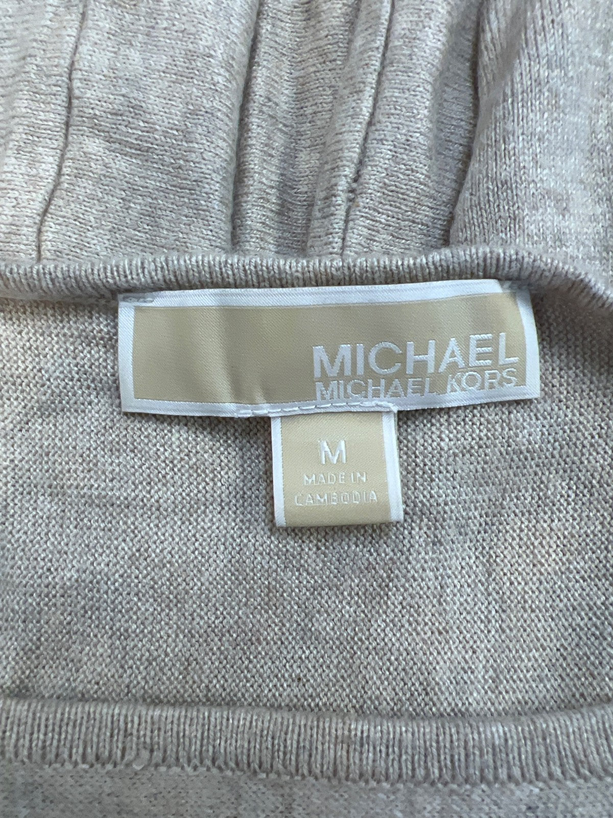 Michael Kors Women’s Beige Long Sleeve Thin Knit Sweater - M