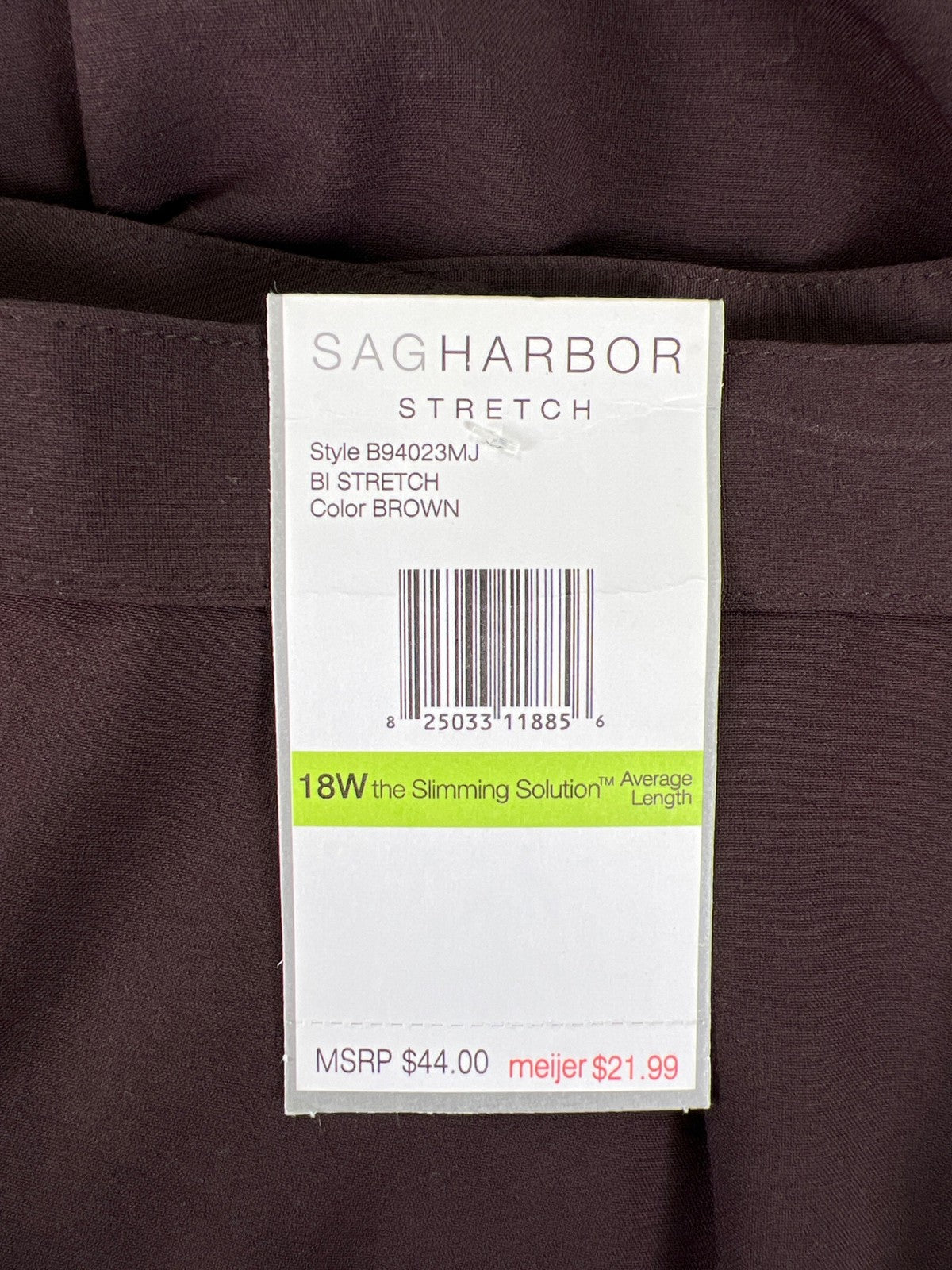 SagHarbor Women’s Brown Stretch Slimming Solution Dress Pants - 18
