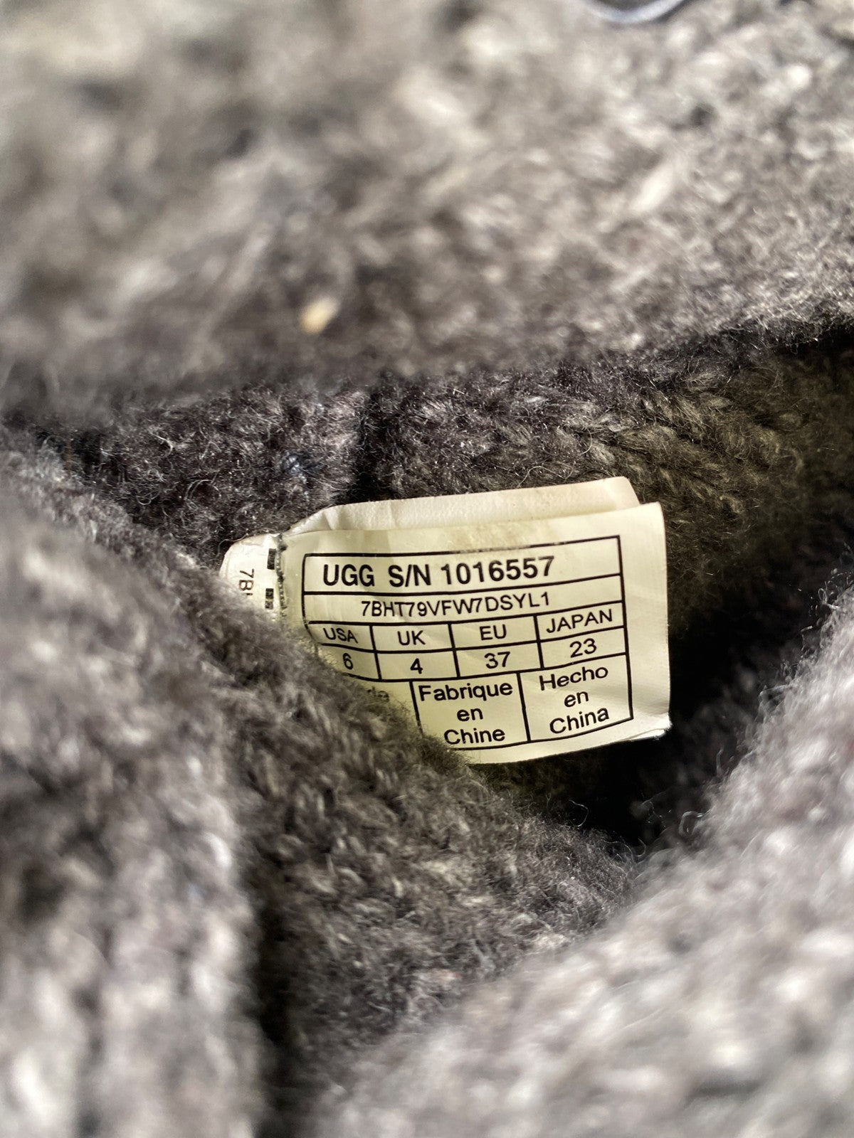 UGG Women’s Gray Foldover 3 Button Lattice Cardy Knit Boots - 6