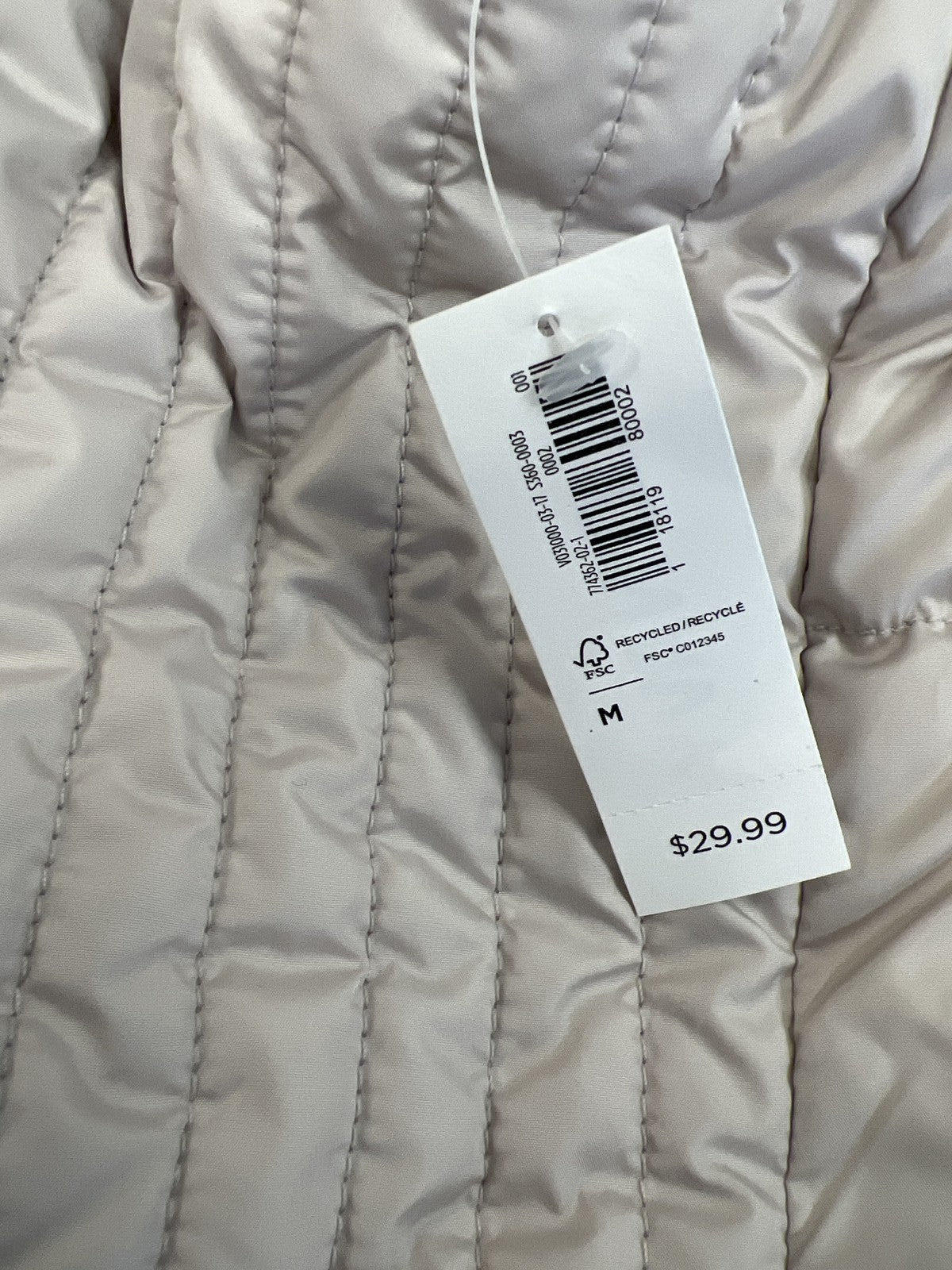 Old Navy Women’s Beige Fleece Lined Full Zip Puffer Vest - M