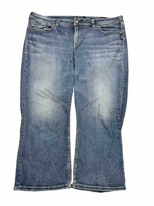 Silver Women's Light Wash Blue Denim Suki Mid Capri Jeans - 18