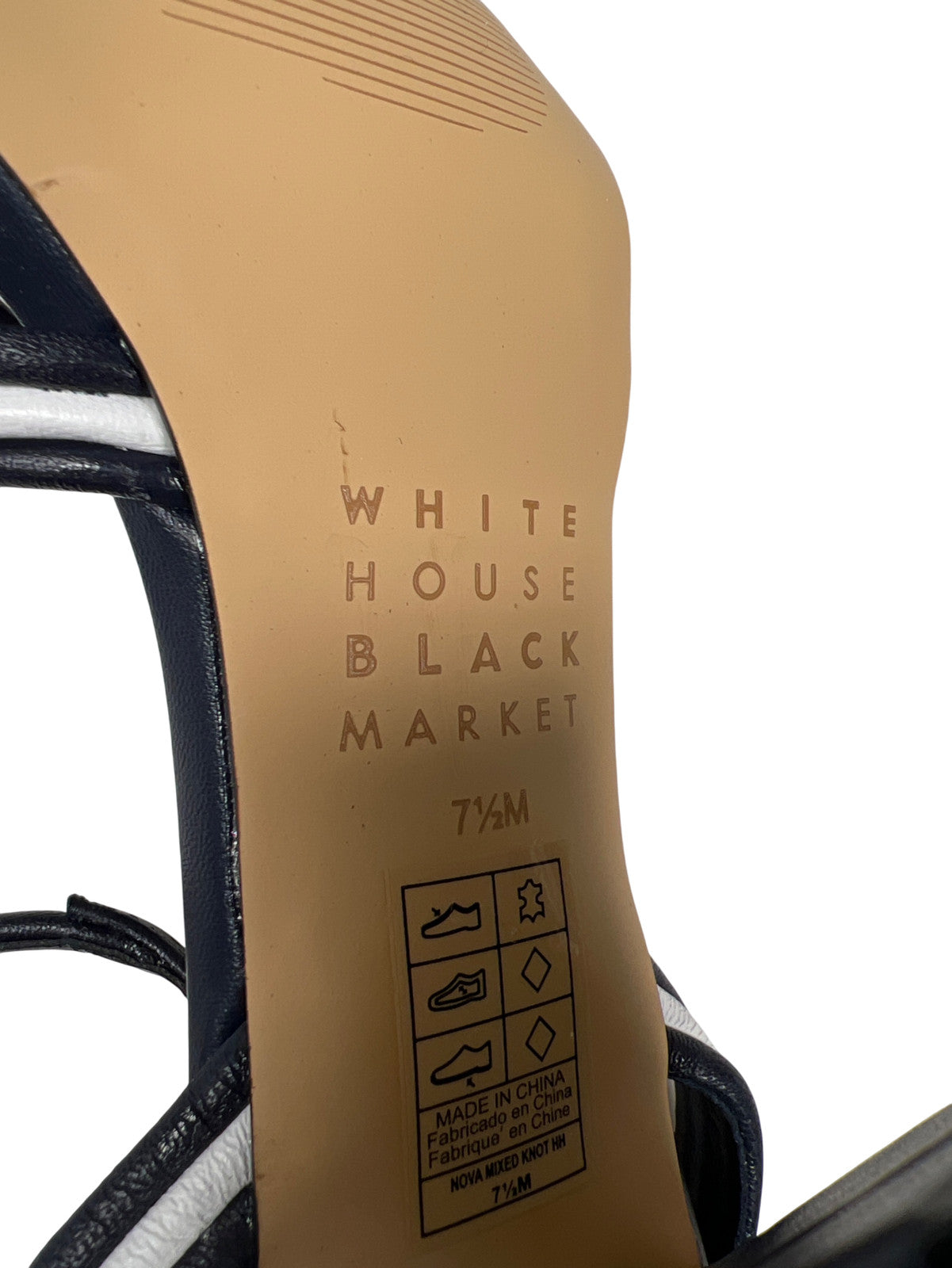 White House Black Market Women’s Blue Nova Mixed Knot High Heel Sandals - 7.5