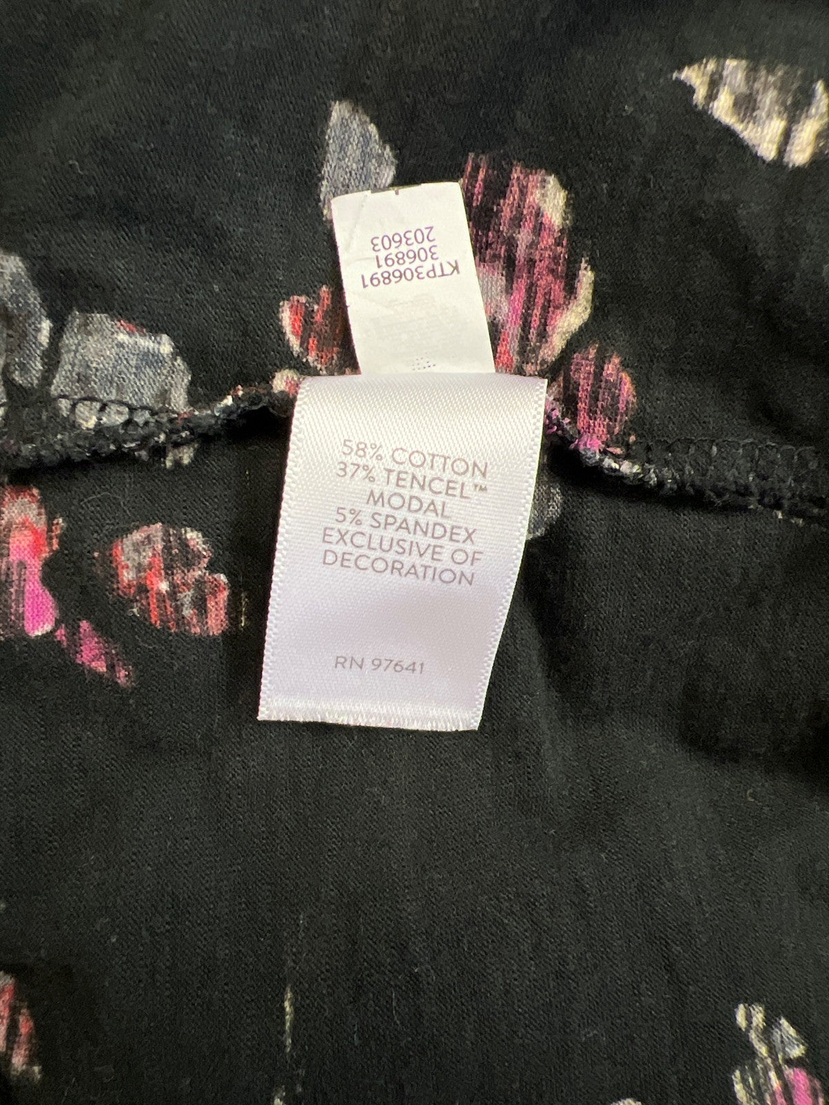 J.Jill Women’s Black Floral V-Neck Long Sleeve Blouse - S