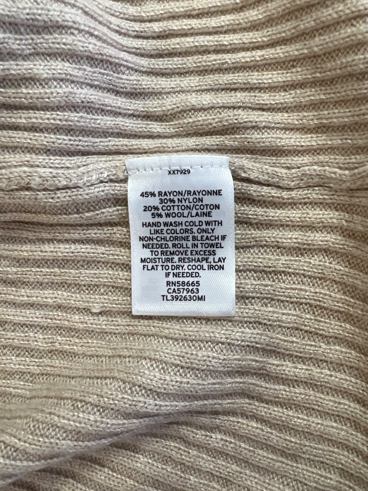 Leith Women’s Beige Ribbed Long Sleeve Open Front Cardigan Sweater - XXS