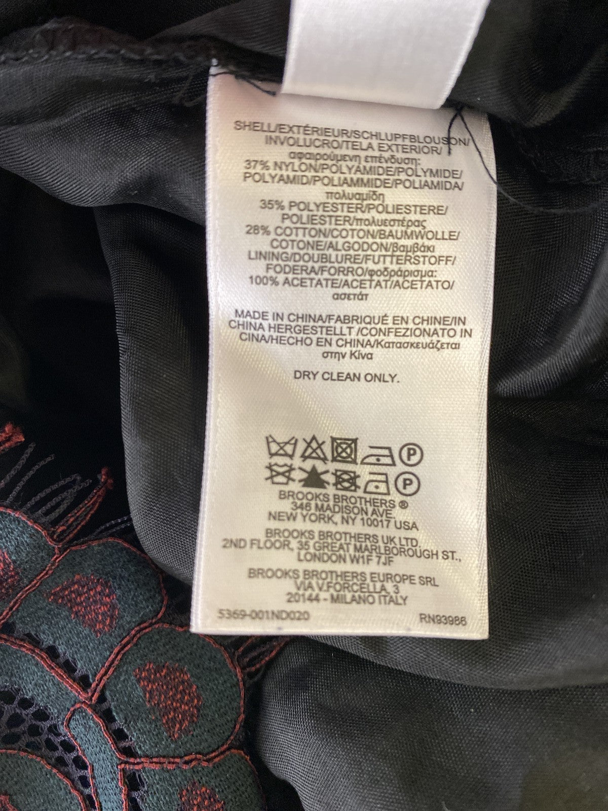 Brooks Brothers Women’s Dark Blue & Red Lace Lined Sheath Dress - 10