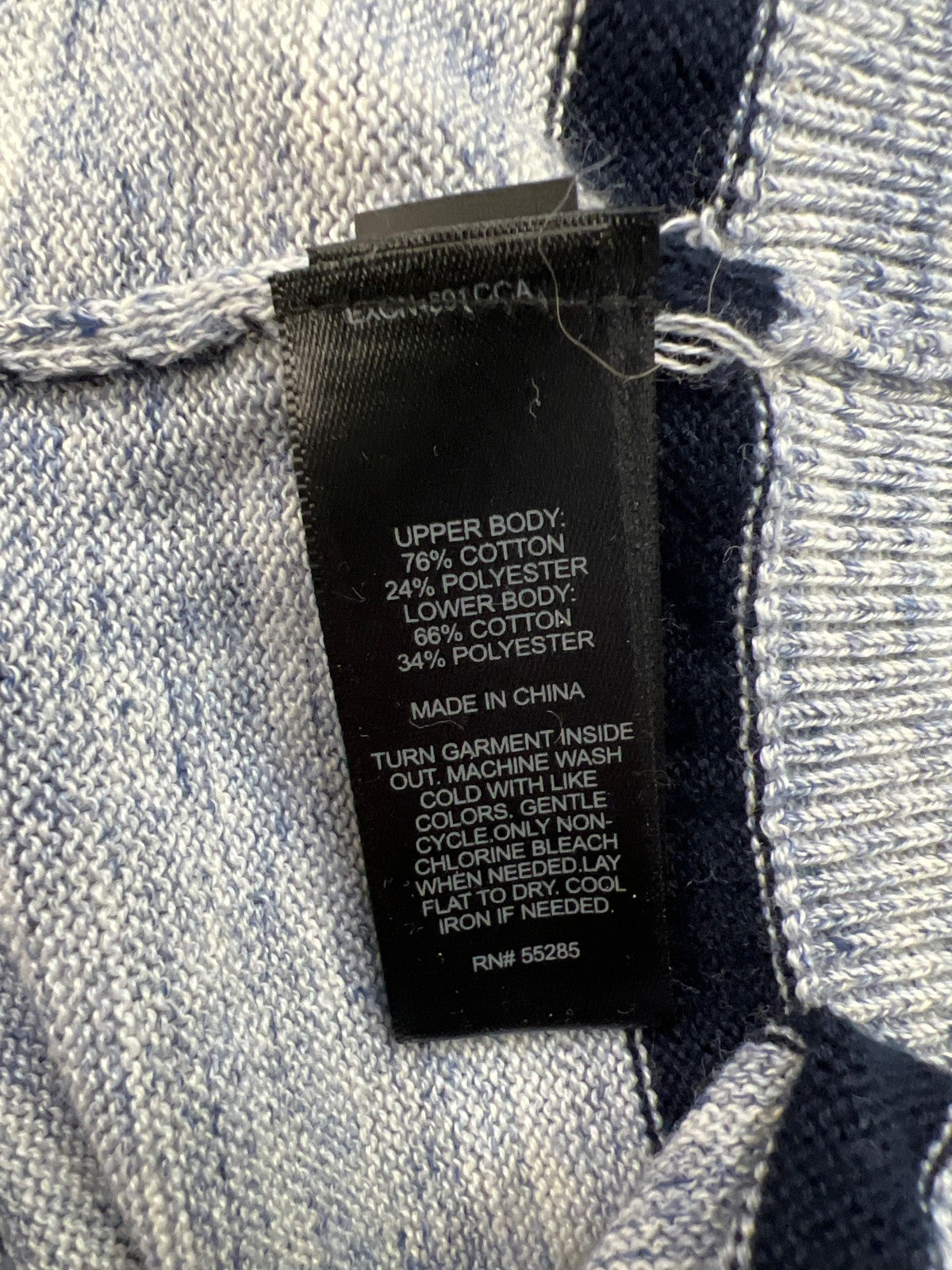 Express Men’s Blue Striped Button Accent Long Sleeve Sweater - L