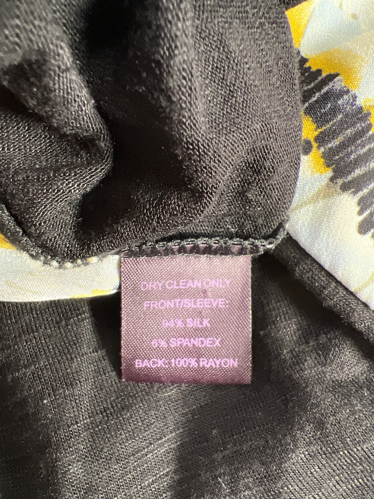 Hale Bob Women’s Yellow & Black Tie Front Roll Tab Sleeve Top - XS