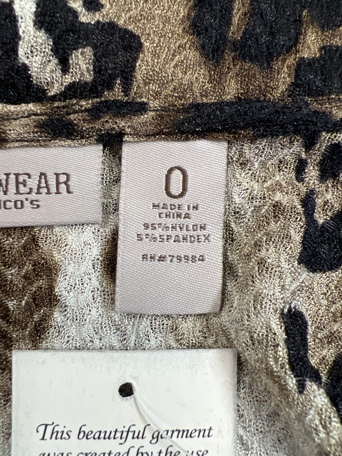 Chico’s Women’s Brown Animal Print 3/4 Sleeve Lightweight Draped Jacket - 0/US S