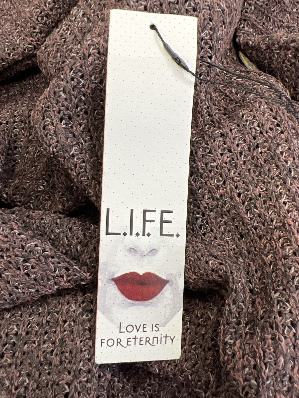 LIFE Love Is For Eternity Women’s Purple Long Sleeve Open Knit Sweater - M