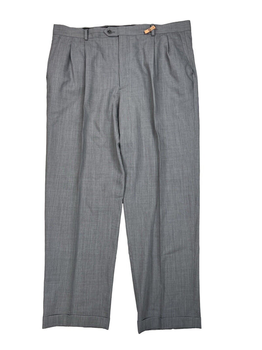 Joseph and Feiss Men's Gray 100% Wool Pleated Dress Pants - 40x31