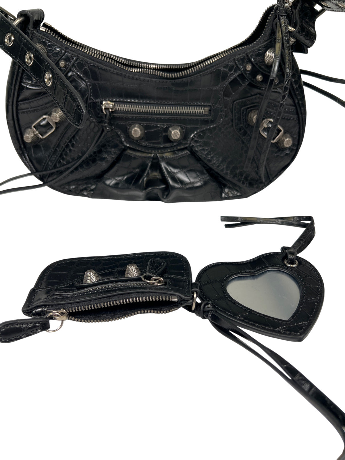 Balenciaga Black Leather Le Cagole Bag Small Satchel Bag Purse