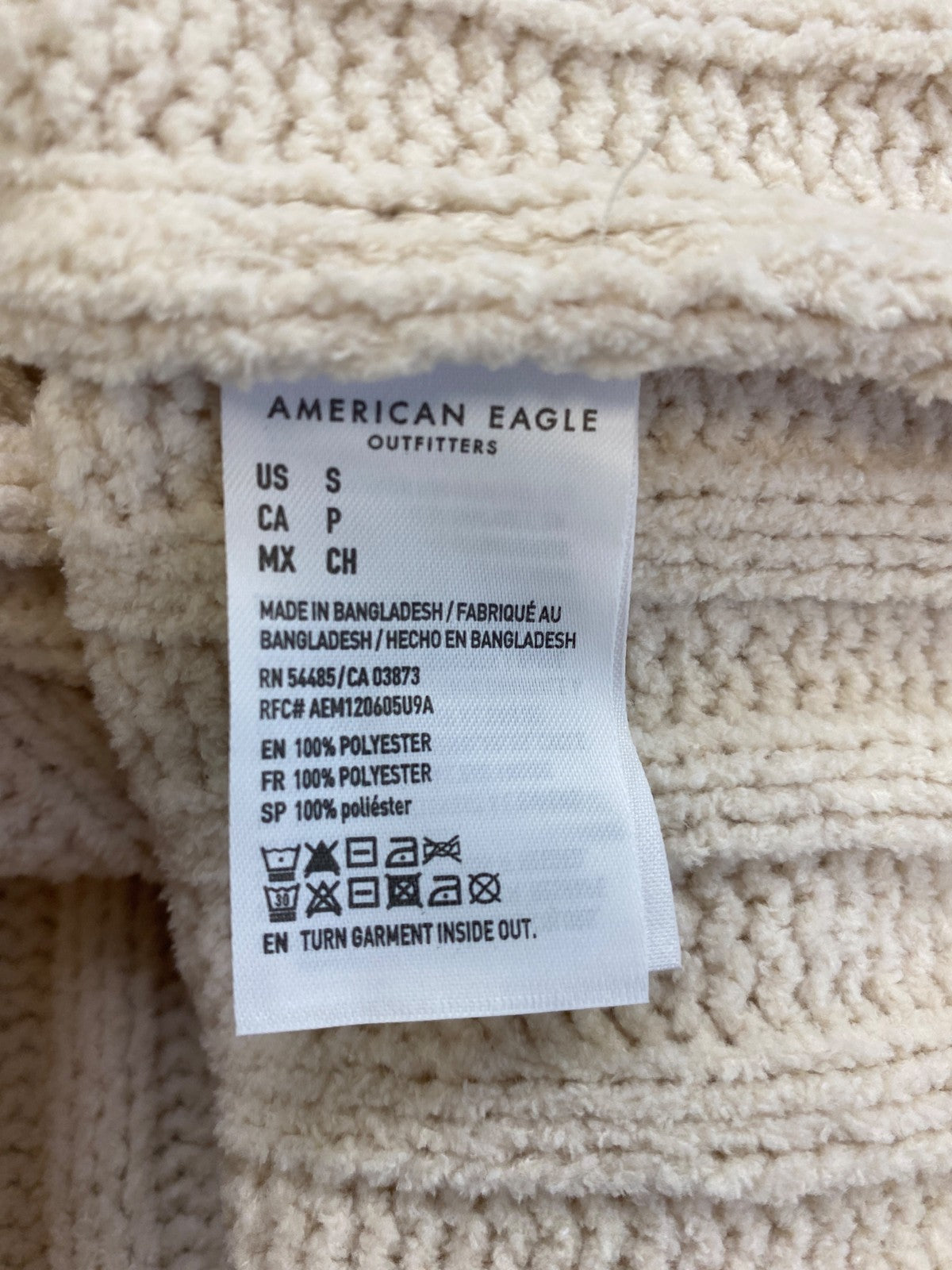 American Eagle Women’s Ivory Soft Plush Mock Neck Cropped Sweater - S