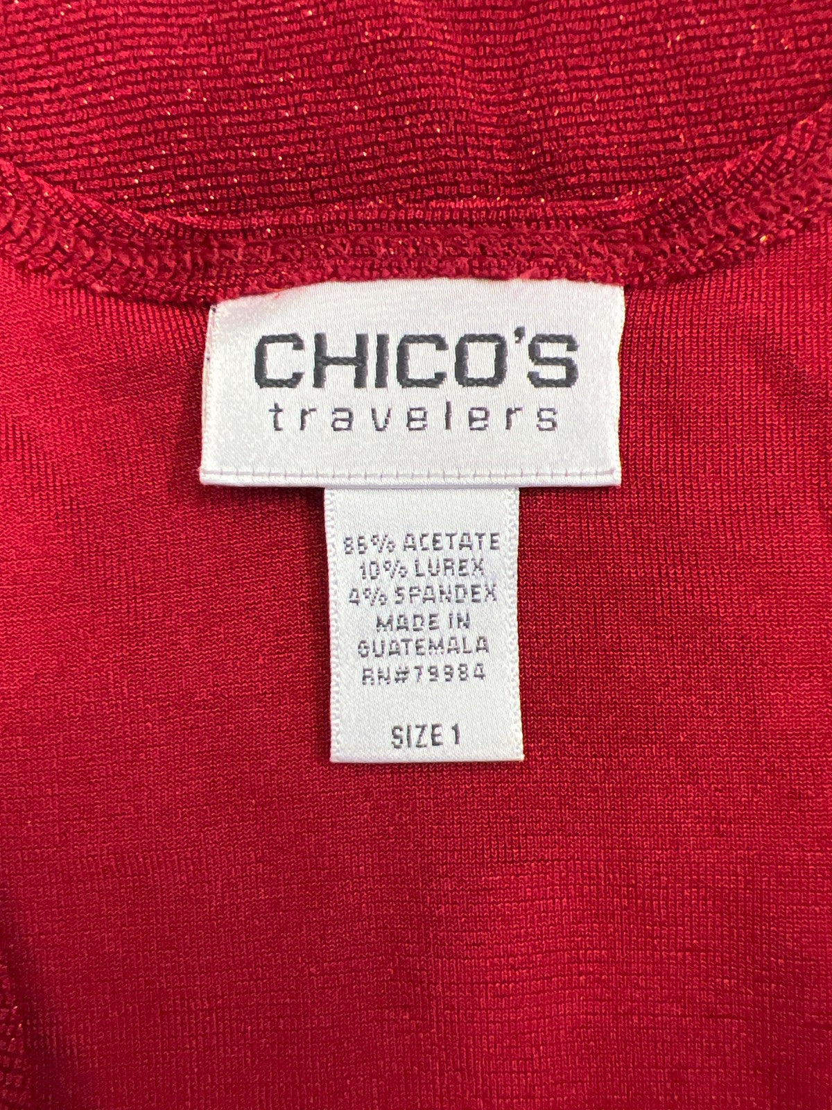 Chico’s Travelers Women’s Red Metallic Basic Tank Top - 1/US M