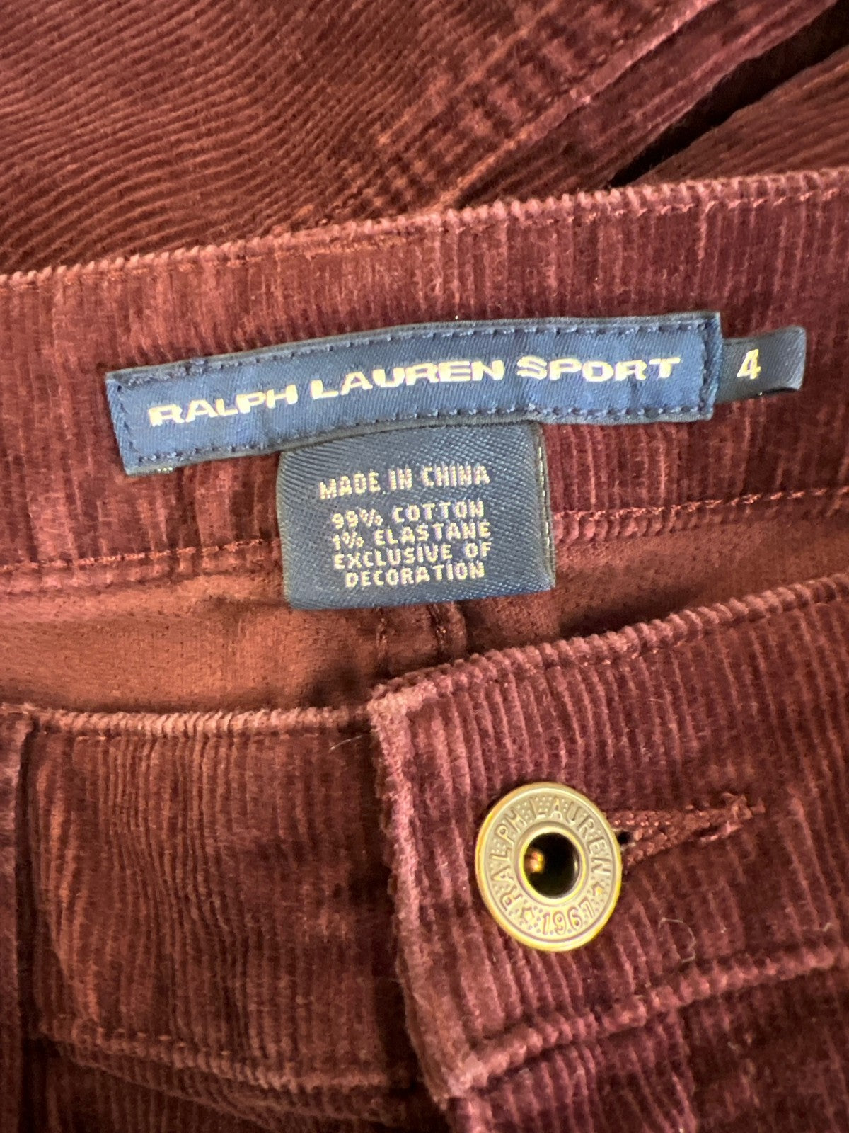 Ralph Lauren Sport Women’s Burgundy Straight Leg Corduroy Jeans - 4