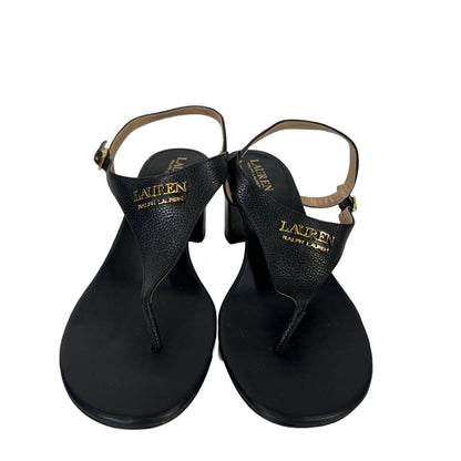 Lauren Ralph Lauren Women's Black Leather Westcott Block Heels - 9.5