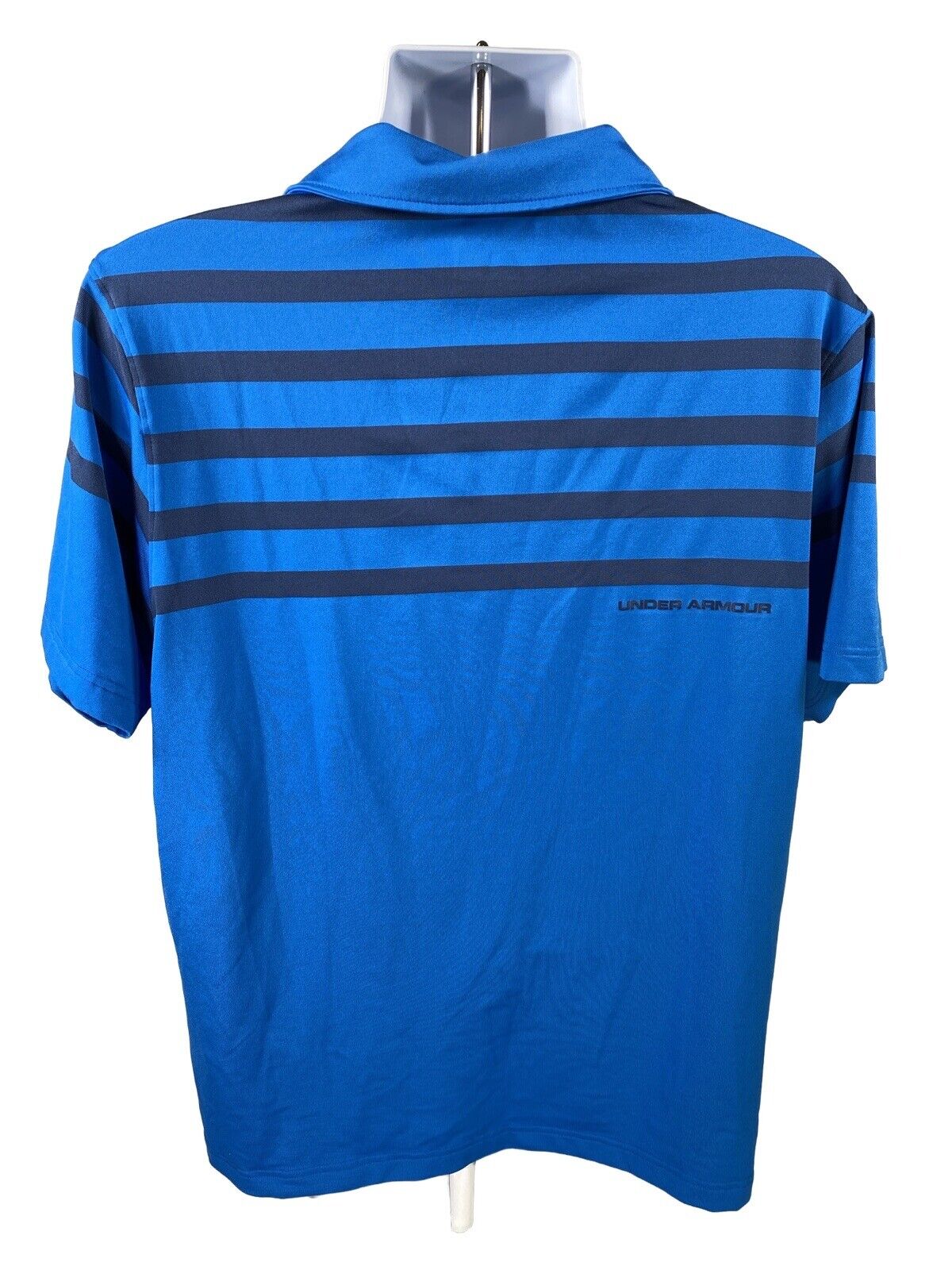 Under Armour Men's Blue Striped HeatGear Short Sleeve Polo Shirt - XL