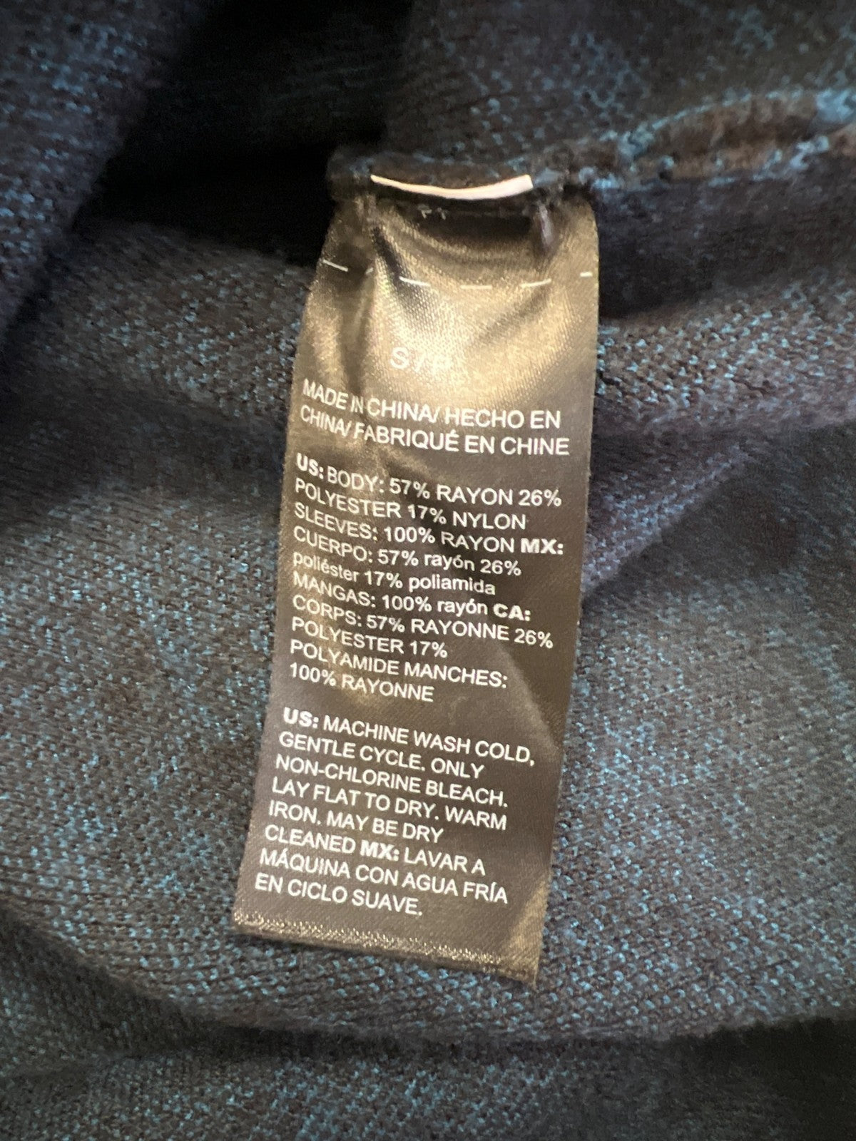 White House Black Market Women’s Black/Blue Long Mesh Sleeve Sweater Dress - S