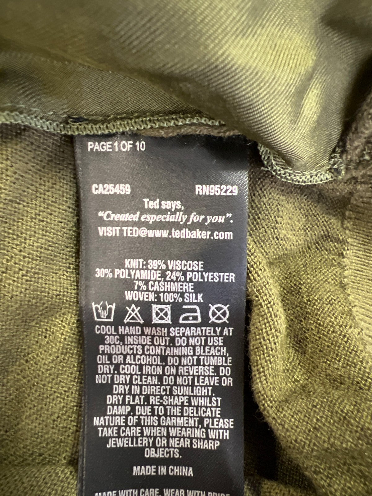 Ted Baker Women’s Green Frill Bib High Neck Long Sleeve Sweater - 1/US 4