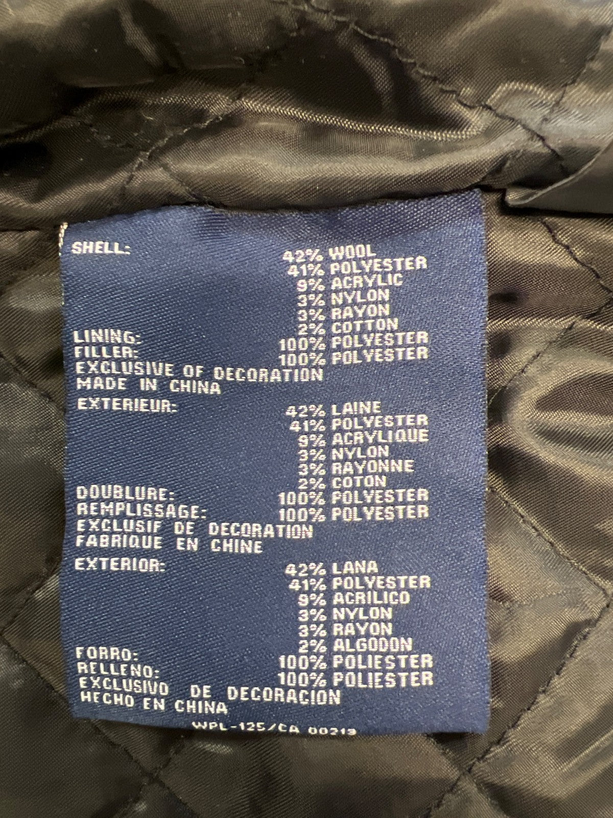 Chaps Men’s Dark Gray/Black Wool Blend Button Up Jacket - S