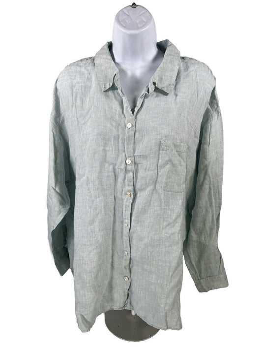 J. Jill Women's Blue Love Linen Button Up Top Shirt - Plus 2X
