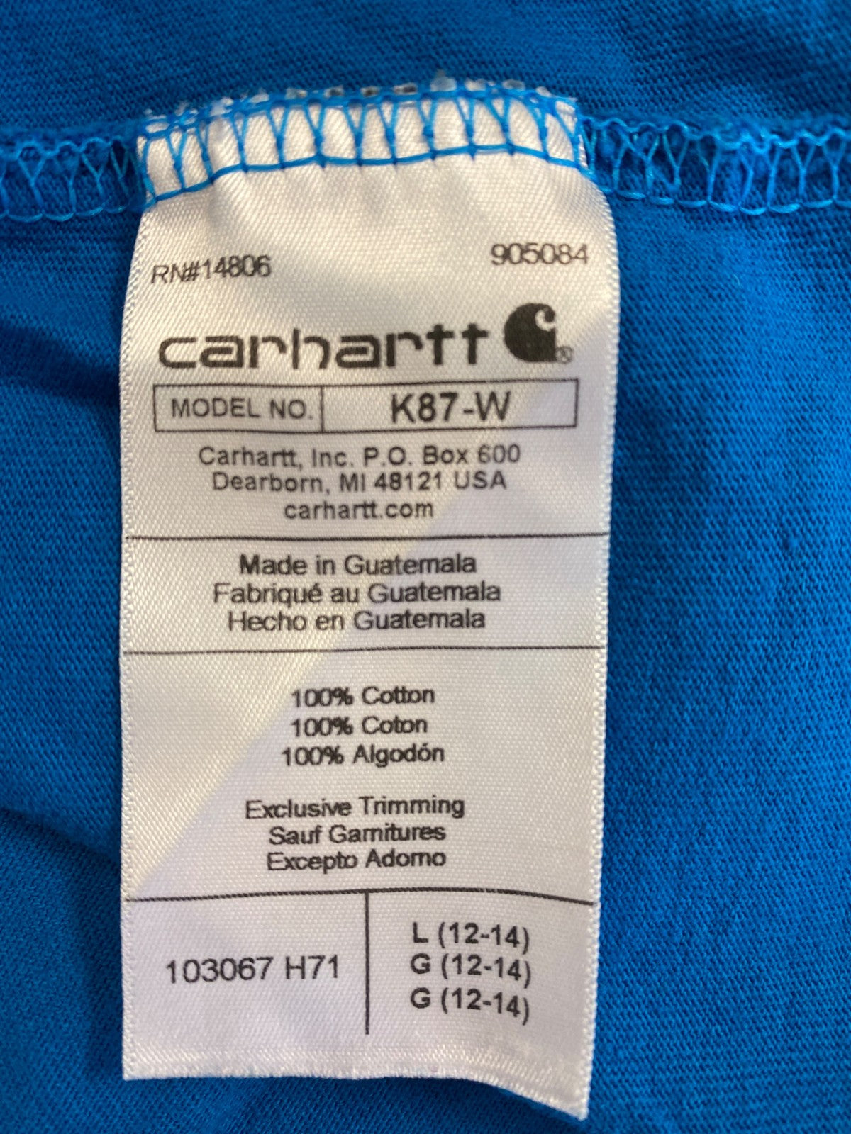 Carhartt Women’s Blue Short Sleeve Pocket Front T-Shirt - L