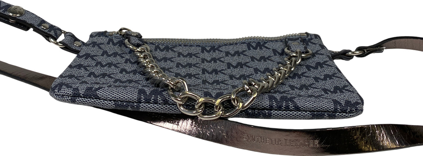 Michael Kors Women’s Blue Coated Canvas Small Chain Belt Bag Clutch