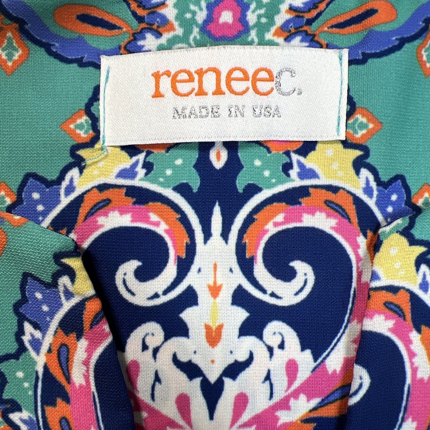 Reneec. Women's Blue Multicolor Sleeveless Shift Dress - L