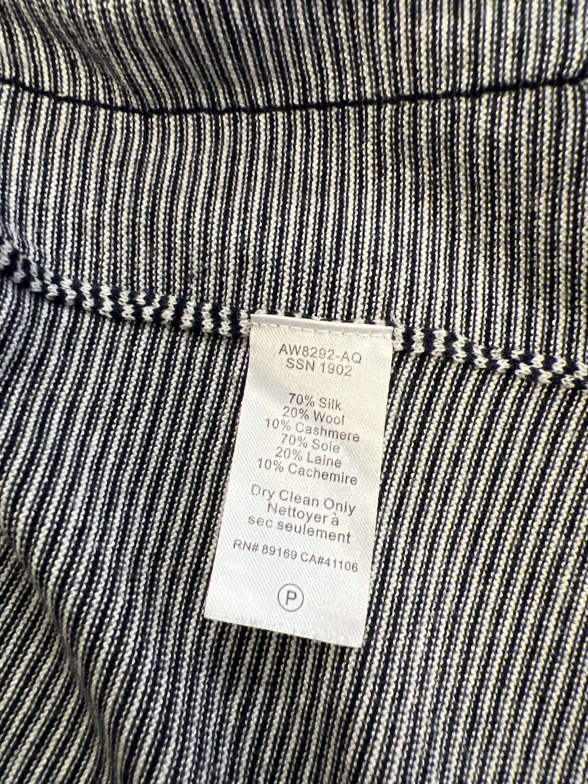 ATM Women’s Blue Striped Long Sleeve Silk Blend Open Cardigan Sweater - L