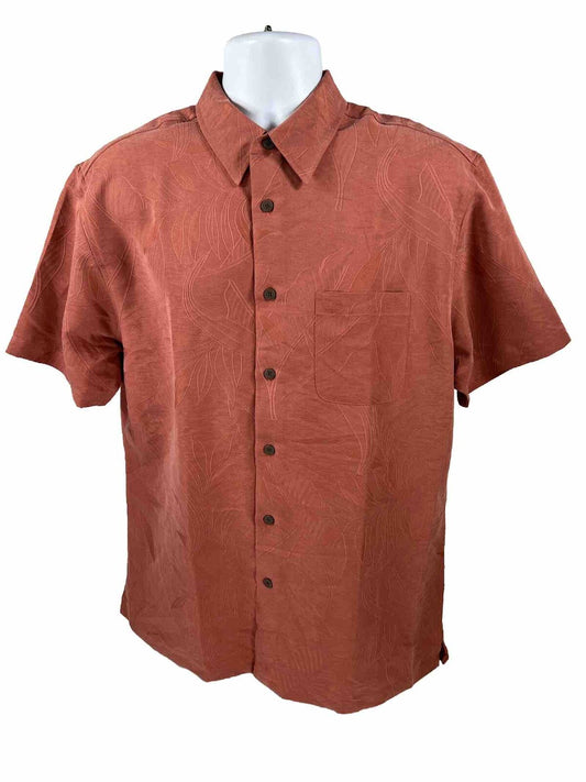 NEW Woody's Retro Lounge Men's Orange Rust Button Up Hawaiian Shirt - L