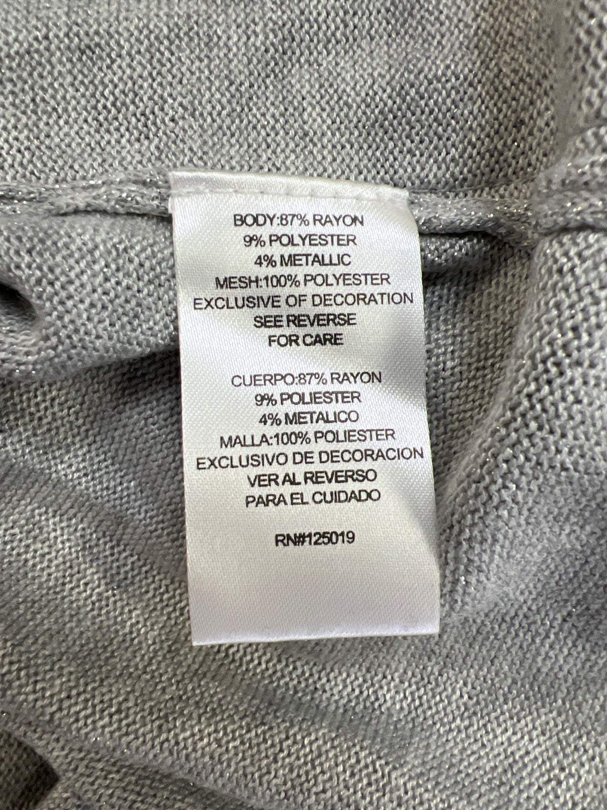 Joseph A Women’s Gray/Silver Sequin Metallic Short Sleeve Shirt - L