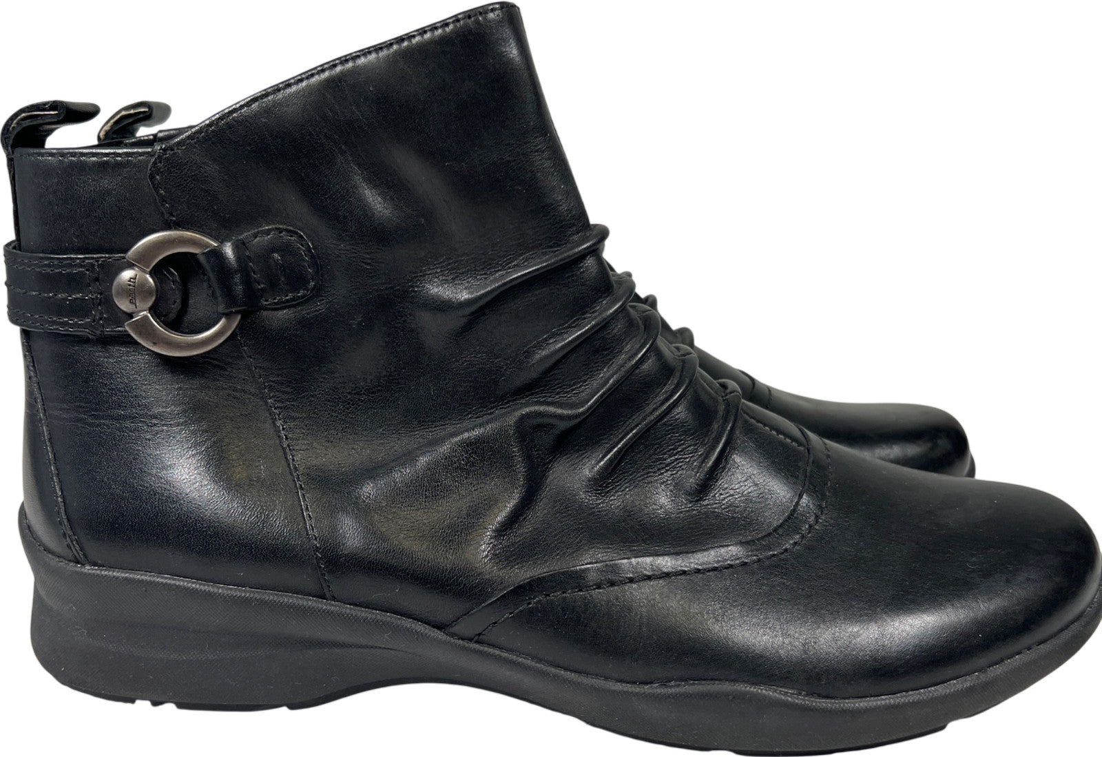 Earth Origins Women's Black Leather Side Zip Short Boots