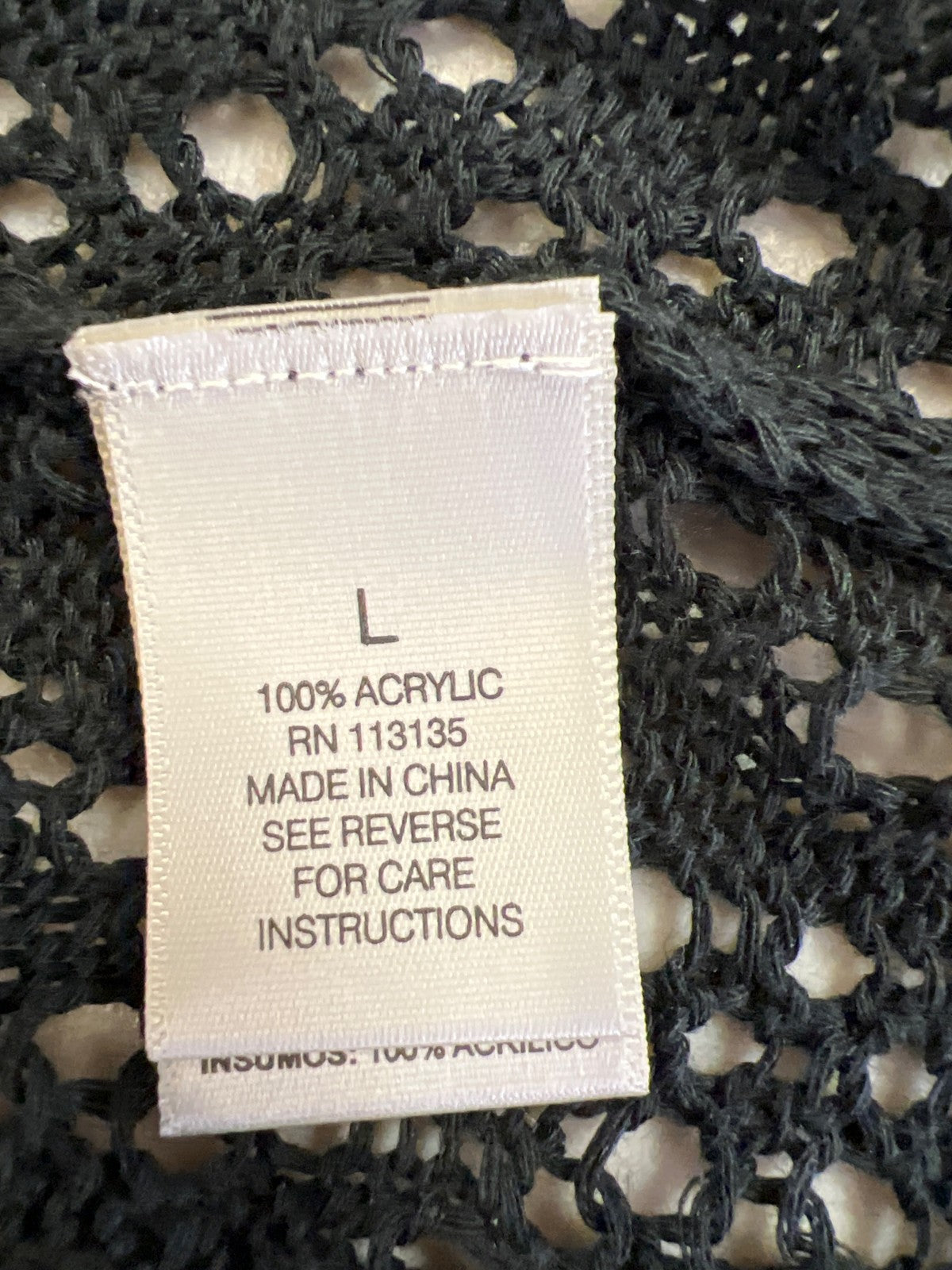 Leo and Nicole Women’s Black Open Knit 1/2 Sleeve Cardigan Sweater - L