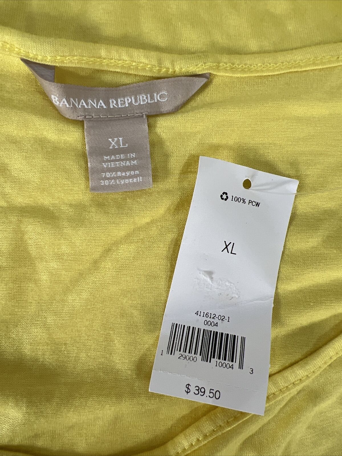 NEW Banana Republic Women's Yellow Flare Bottom T-Shirt - XL