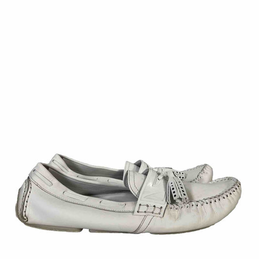 Jimmy Choo Men's White Leather Tassel Loafers - 45/ US 12