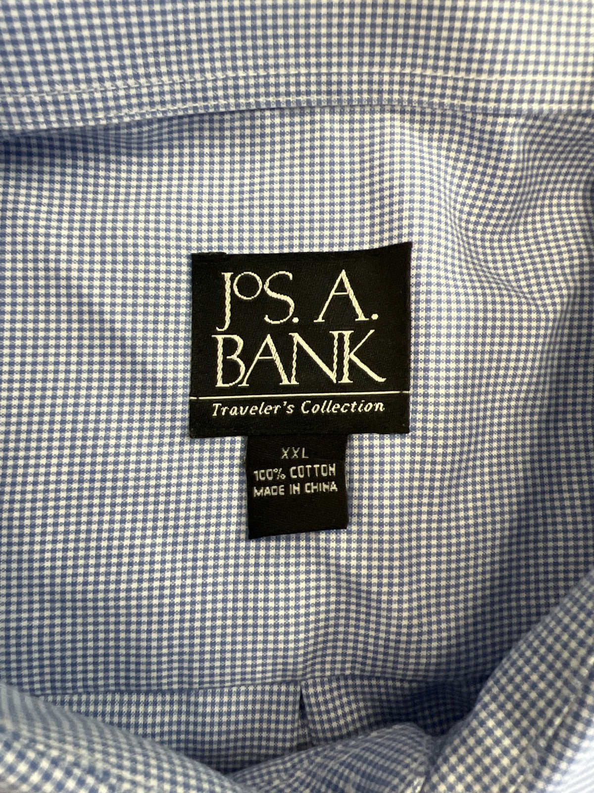 Jos A Bank Men’s Blue Plaid Travelers Collection Button Up Shirt - XXL