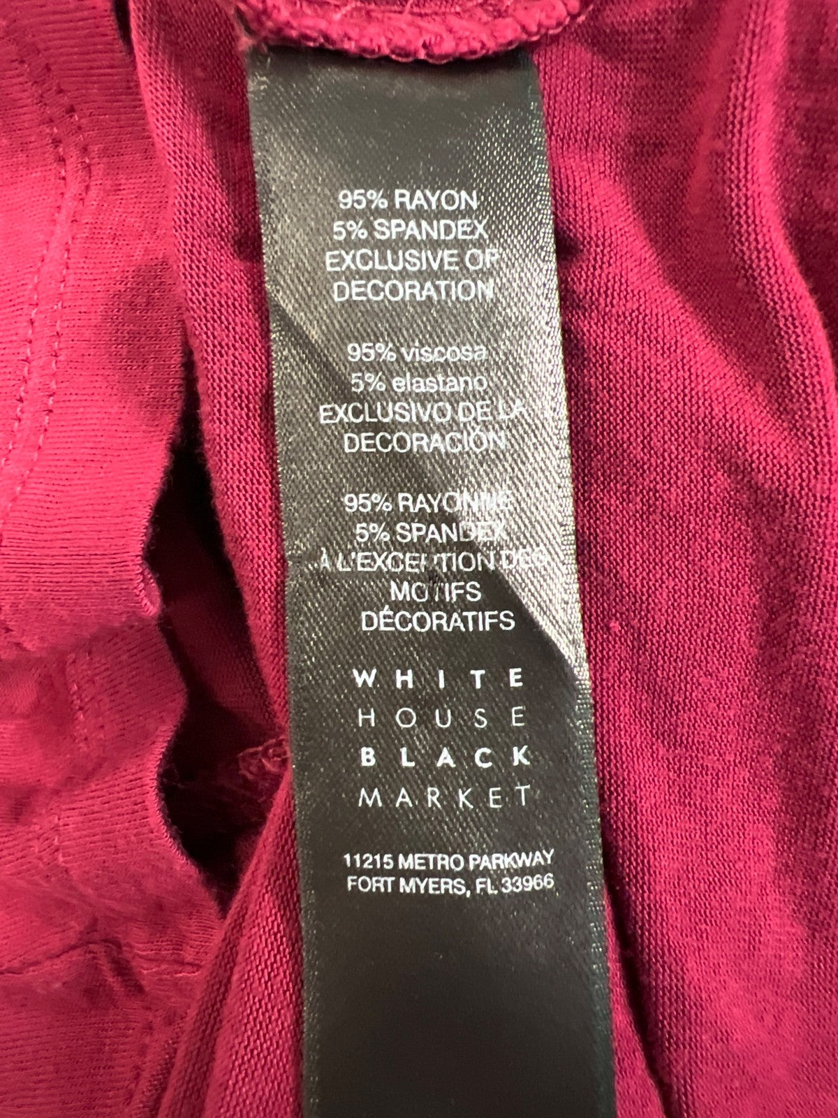 White House Black Market Women's Burgundy 3/4 Bell Sleeve Blouse - M